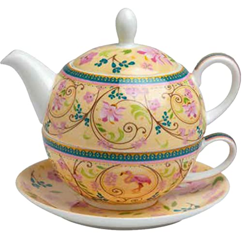 TeaLogic Tea for one Emma - Set aus Tasse (250ml) und Teekanne (500ml) Tea-for-One mit Flamingo Motiv - Tea Logic Becher Bone China von TeaLogic - White Cherry