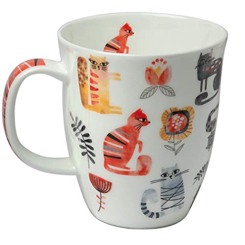 TeaLogic Teebecher Tasse Kira - Becher Teetasse mit Katzen Katze Motiv - Tea Logic Fine Bone China 350ml von TeaLogic - White Cherry