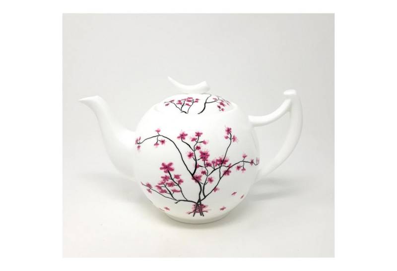 TeaLogic Teekanne Cherry Blossom, Spülmaschinengeeignet, Weiß, Motiv: Kirschblüten von TeaLogic