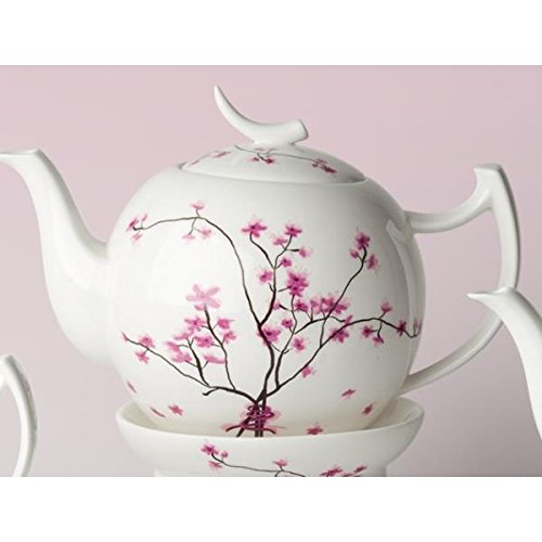 TeaLogic Teekanne Cherry Blossom Weiß mit Kirschblüten 0,4 Liter Bone China von TeaLogic - White Cherry