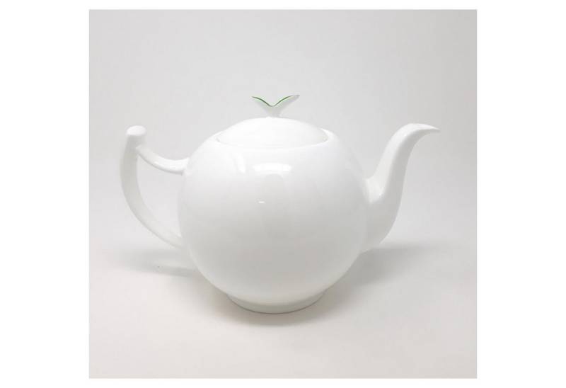 TeaLogic Teekanne Weiß, Durchmesser 14 cm, Spülmaschinengeeignet, Weiß, Motiv: Blatt von TeaLogic
