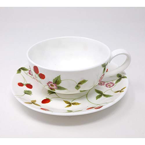 TeaLogic Teetasse mit Untertasse Mirella Erdbeeren für 0,2L weiß rot Porzellan von TeaLogic - White Cherry