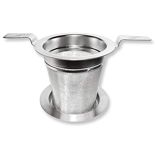 Dauerfilter für Tee aus Edelstahl mit Doppelhenkel und Abtropfschale Teesieb Teenetz Teefilter TeaLogic von TeaLogic - White Cherry