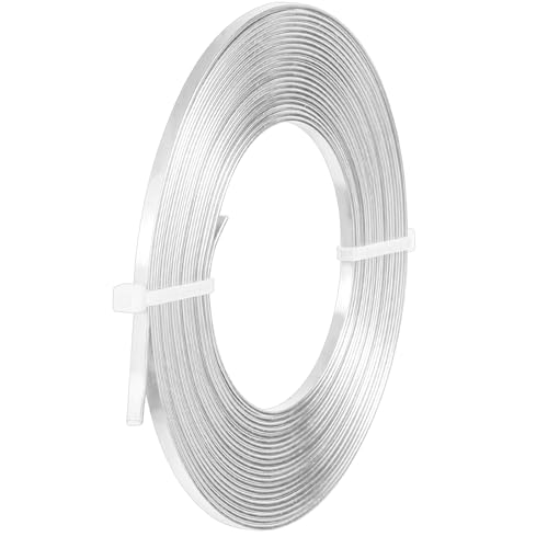 5m Lang Aluminiumdraht 3 mm, Biegsamer Aluminiumdraht Zum Basteln Schmuckherstellung, Silber Flacher Einfassungsdraht, Anlaufbeständiger Schmuckdraht Für Diy-Schmuckhandwerksherstellung von Teaaha