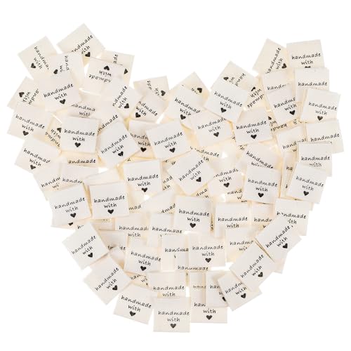 Teaaha 100 Stück Handmade Stoff label, Handmade with Love Labels Zum Annähen, Handmade Label, Kleideretiketten Textiletiketten für DIY Näharbeit, Häkeln, Verzierung, Deko Labels Tags Stoff für Nähen Teaaha 100 Stück Handmade Stoff label, Handmade with Love Labels Zum Annähen, Handmade Label, Kleideretiketten Textiletiketten für DIY Näharbeit, Häkeln, Verzierung, Deko Labels Tags Stoff für Nähen von Teaaha