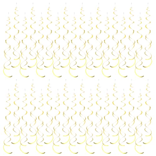 Teaaha 36 Stück Spiralen Deko Gold, Spiralen Girlande, Wirbel Deko Schillernde Weiße Luftschlangen Zum Aufhängen, Hängende Luftschlangen Für Geburtstagsfeier, Hochzeit, Weihnachten von Teaaha