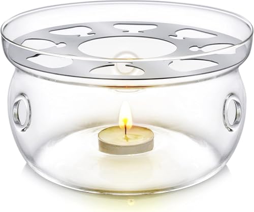 Teabloom Celebration Teekannenwärmer – Standardgröße (12,7 cm Durchmesser) – hitzebeständiges Borosilikatglas – Teelicht im Lieferumfang enthalten von Teabloom
