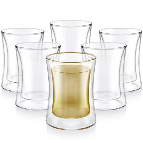 Teabloom Moderne isolierte Glasbecher - Set mit 6 doppelwandigen Gläsern (6 oz/177 ml) - Milano Collection von Teabloom