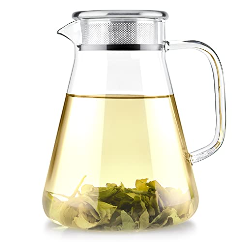 Teabloom One-Touch Teebereiter, 2-in-1 Wasserkocher und Teekessel mit Edelstahl-Filterdeckel für losen Tee - hitzebeständige Glas-Teekanne von Teabloom