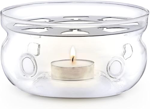 Teabloom Universeller Teewärmer (Große Größe - 15 cm Durchmesser) - Handgefertigt aus hitzebeständigem & bleifreiem Glas - Teelicht inklusive von Teabloom