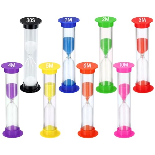 TeacherFav Sand Timer for Kids Set of 8 Small Colorful Hourglass Acrylic Covered Clock 30Sec 1Min 2Min 3Min 4Min 5Min 6 Min 10 Min for Classroom, Home & Kids Room TeacherFav Sand Timer for Kids Set of 8 Small Colorful Hourglass Acrylic Covered Clock 30Sec 1Min 2Min 3Min 4Min 5Min 6 Min 10 Min for Classroom, Home & Kids Room von TeacherFav