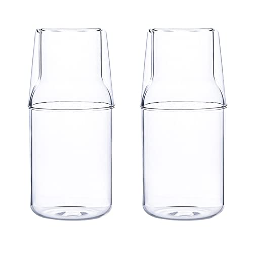 Teahutty Wasserkaraffen-Set für den Nachttisch, 500 ml, mit Becher, Glas-Set für Schlafzimmer, Nachttisch, Klarglas, Saft, Wasserkrug, Nachtwasserkaraffe mit Tassen-Set für Zuhause, Büro, transparent, von Teahutty