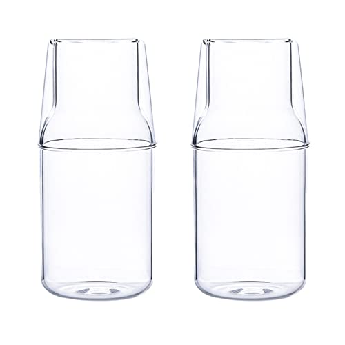 Teahutty 2-teiliges Nachttisch-Wasserkaraffen-Set mit Trinkglas, Klarglas, Saft, Wasserkrug und Tassen-Set für Zuhause und Büro, 500 ml von Teahutty