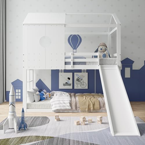 Teahutty Etagenbett 90 x 200 cm, Baumhaus-Hochbett, Holzhaus-Hochbett mit Rutsche und Treppe für Jungen und Mädchen, ohne Matratze Teahutty Etagenbett 90 x 200 cm, Baumhaus-Hochbett, Holzhaus-Hochbett mit Rutsche und Treppe für Jungen und Mädchen, ohne Matratze von Teahutty