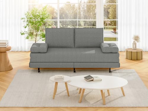 Teahutty Polsterbett 90/180x200cm, Schlafcouch Ausziehbares, Schlafsofa mit Samtstoff, Bettgestell Kinderbett Jugendbett mit Lattenrost, Betten Einzelbett für Schlafzimmer (Grey B, 90 x 200 cm) von Teahutty