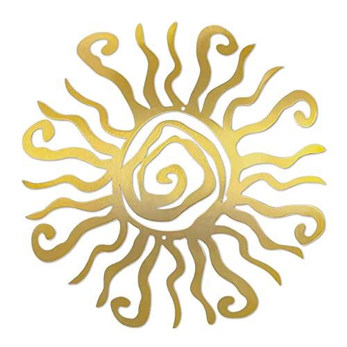 Teahutty Wacky Sun Metall Wandkunst Outdoor Dekor, 30,5 cm 3D Metall Sonne Wanddekoration Spirale Sonnendekoration zum Aufhängen für Zuhause Garten Terrasse Zaun Dekorationen, Gold von Teahutty