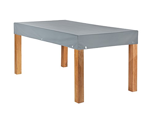 Teak Safe Atmungsaktive Tischplattenhaube grau eckig 150x80cm mit 15cm Abhang und Ösen im Saum vollflächig atmungsaktiv von Teak Safe