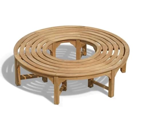 Teako Design Baumbank Teak Fermo S-Form Massivholz, Wetterfest und Langlebig, Verschiedene Größen, für den Garten geeignet, Holzbank, vielseitig, modern (360°, 220 cm) von Teako Design