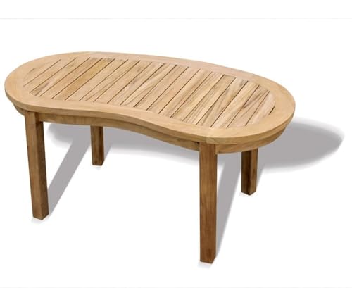 Teako Design Couchtisch Avellino Teak Massivholz Bananentisch, Wetterbeständiger Gartentisch 120 cm, FLEGT-Lizenziertes Teak, Langlebig, Robust, Langlebiger Holztisch von Teako Design