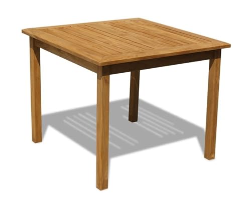 Teako Design Esstisch Ragusa Teak Massivholz, Verschiedene Größen, Tischplatte aus Massivholz, Naturfarben, Esszimmer, FLEGT-Lizenziertes Teak, Gartentisch (100 x 100 cm) von Teako Design