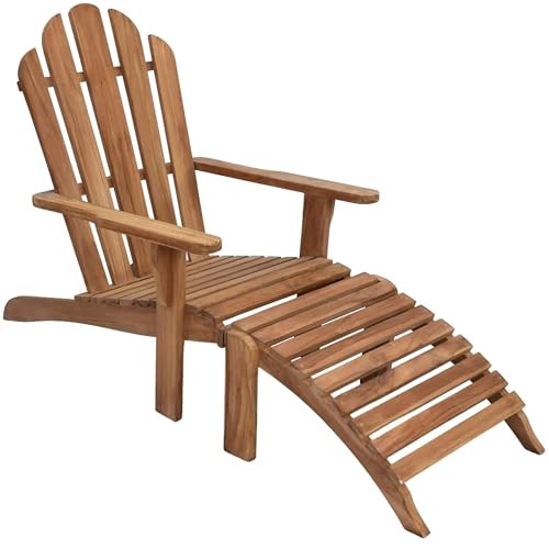 Teako Design Gartenliege Teak Adirondack Massivholz Wetterfest, 73 x 100 x 156 cm, Outdoor Möbel, Treassenzubehör, für Außenbereich geeignet, langlebig und robust von Teako Design