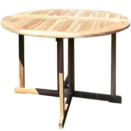 Teako Design Klapptisch Teakholz Rund Savona Massivholz Wetterfest, Witterungsbeständiger Gartentisch, Terassenmöbel, Gartenzubehör, Terrassentisch, FLEGT-Lizenziertes Teak (80 cm) von Teako Design