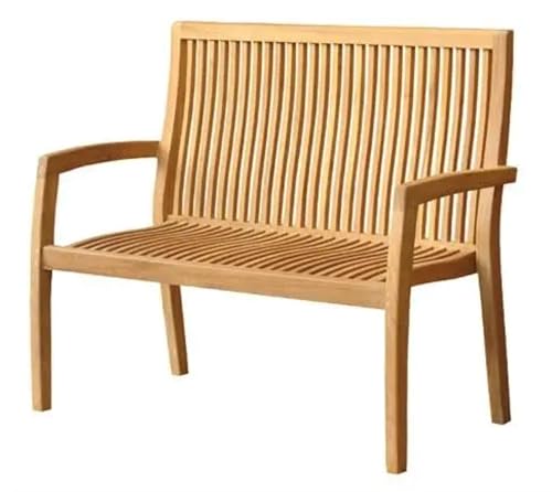 Teako Design Teak Stapelbank Como Massivholz Wetterfest, Stapelbare Holzbank, langlebige und robuste Gartenmöbel, mit Armlehnen, für Außenbereich geeignet von Teako Design