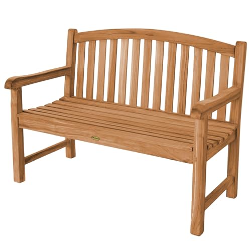 Teako Design Teakholz Bank Bari Massivholz Wetterfest, Verschiedene Größen und inklusive Sitzauflagen, Terassenmöbel, Teakholzmöbel, Gartenzubehör, langlebig und robust (ohne, 120 cm) von Teako Design