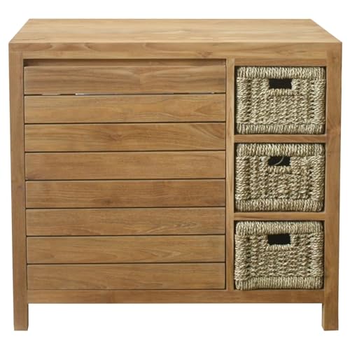 Teako Design Waschbeckenunterschrank Lomma Teak Massivholz, Badezimmermöbel, Badschrank, Badezimmerschrank schmal, Nachhaltiges Teakholz, Abnehmbare Regalböden, Verschiedene Größen (90) von Teako Design