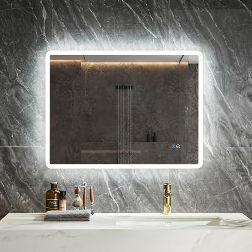 Teal Home Led Spiegel Bad Badspiegel mit Beleuchtung 60 x 80 cm - Badezimmerspiegel Anti-Beschlag - Smart Wandspiegel mit Licht - Beleuchteter Spiegel Bad mit Touch-Schalter von Teal Home