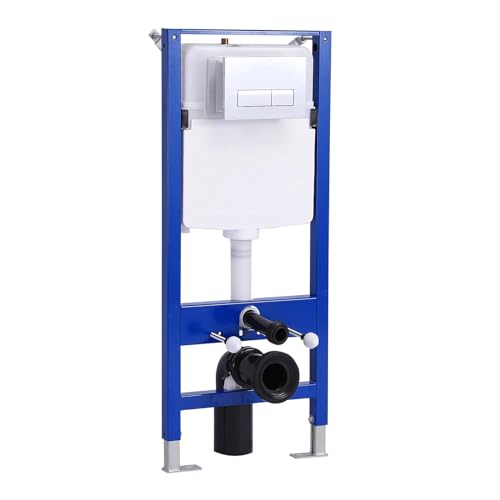 Vorwandelement WC - Unterputz Spülkasten WC mit Glänzende Chromfarbe Drückerplatte Betätigungsplatte - HDPE Material Vorwandspülkasten für Wand-WC - Vorwandelement WC Set Komplett - 50×10×114 cm von Teal Home