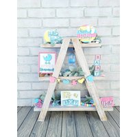 Baby Shower Tiered Tablett | Geschlecht Offenbaren 9Er Set| Diy-Baby-Dusche-Dekor von TealMoonCreation