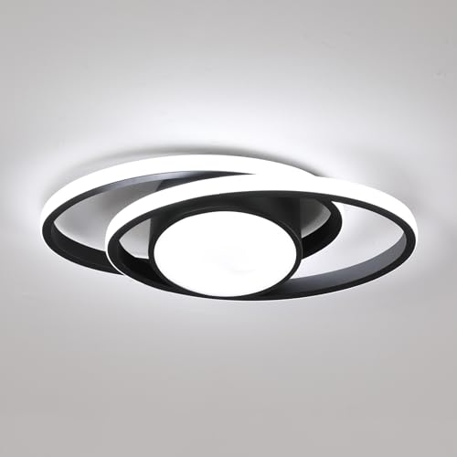 Tealight LED Deckenleuchte, 39W Deckenlampe LED Schwarz, Weißes Licht 6500K Rund Acryl Deckenbeleuchtung LED für Schlafzimmer Küche Balkon, 39cm von Tealight