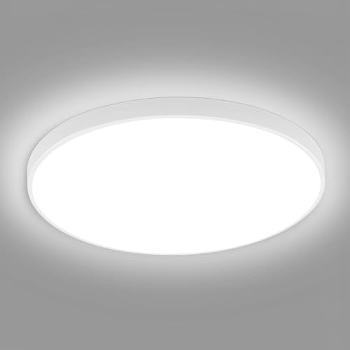 Tealight Deckenlampe LED Deckenleuchte Flach 24W, Weiß 6500K Badezimmerlampe IP54, Rund LED Lampen Deckenlampen, Modern Panel Lampe für Badezimmer Wohnzimmer Schlafzimmer Küche Flur, Ø27CM von Tealight