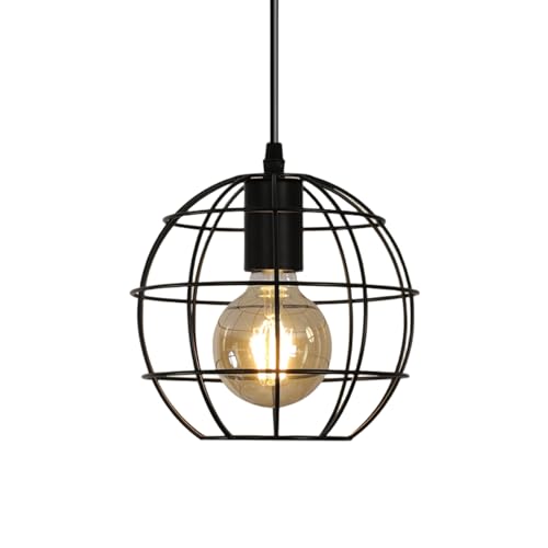 Tealight Pendelleuchte Vintage, Esstisch Hängelampe Schwarz, 1 Flammige Käfig Design E27 Hängeleuchte, Industrial Pendellampe Metall für Esszimmer, Küche, Wohnzimmer, Schlafzimmer von Tealight