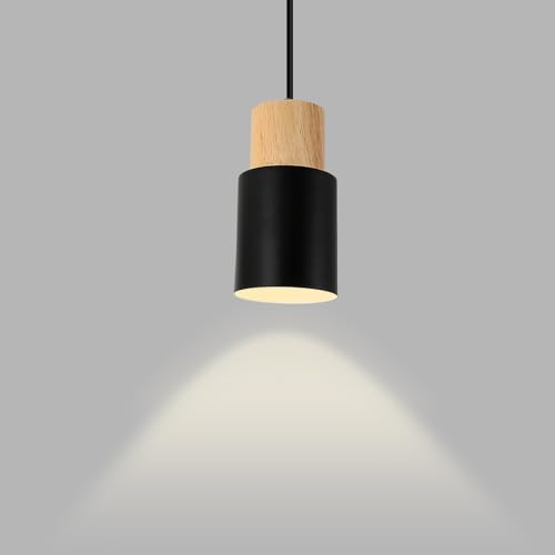 Tealight Pendelleuchte Vintage Industrial Hängeleuchte aus Metall und Holz Design E27 Schwarz Esszimmerlampe Retro Pendellampe für Esszimmer Schlafzimmer Küche von Tealight