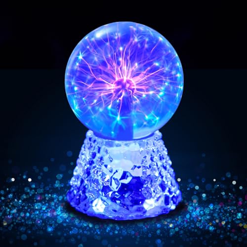 Tealight Plasmakugel, 12cm Magische Plasmakugel, Elektrostatische Kugel Berührungsempfindliche Blitzkuge, Blau Sphere Leucht Ball für Weihnachten, Geschenke, Neues Spielzeug von Tealight
