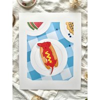 Hot Dog Picknick Kunstdruck von TealightStudios