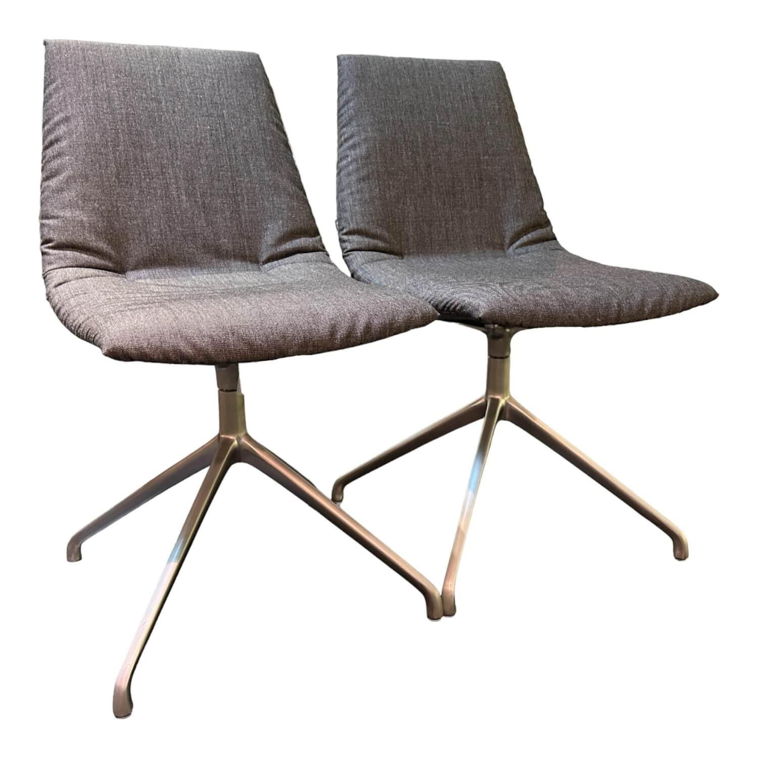 2-er Set Stuhl Lui Stoff Canvas 154 Drehgestell Edelstahl Finish von Team 7