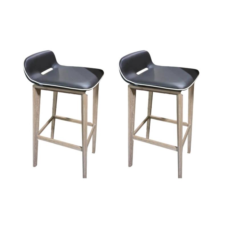 2er-Set Barhocker Ark 5 Eiche Weißöl Leder Taupe von Team 7