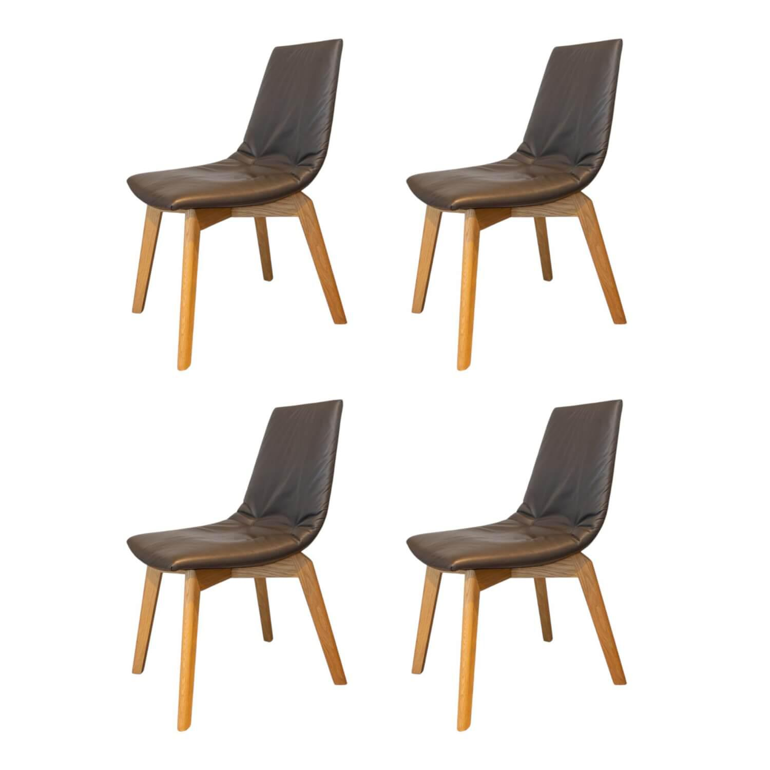 4er-Set Stuhl Lui Leder L1 Schwarzbraun Gestell Eiche Naturöl 4er-Set Stuhl Lui Leder L1 Schwarzbraun Gestell Eiche Naturöl von Team 7