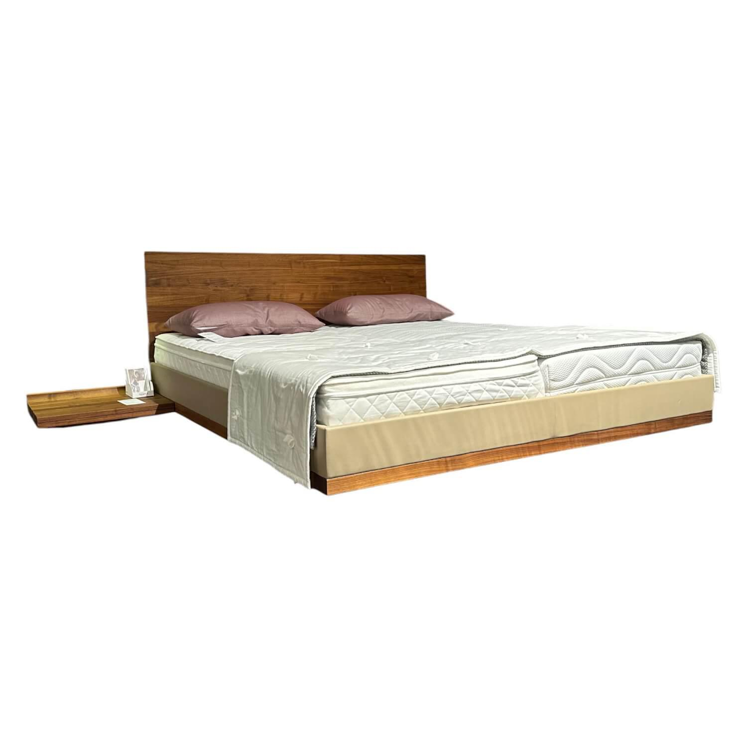 Bett Riletto Nussbaum Naturöl Seiten Leder Kiesel Beige Mit 2 Laden von Team 7
