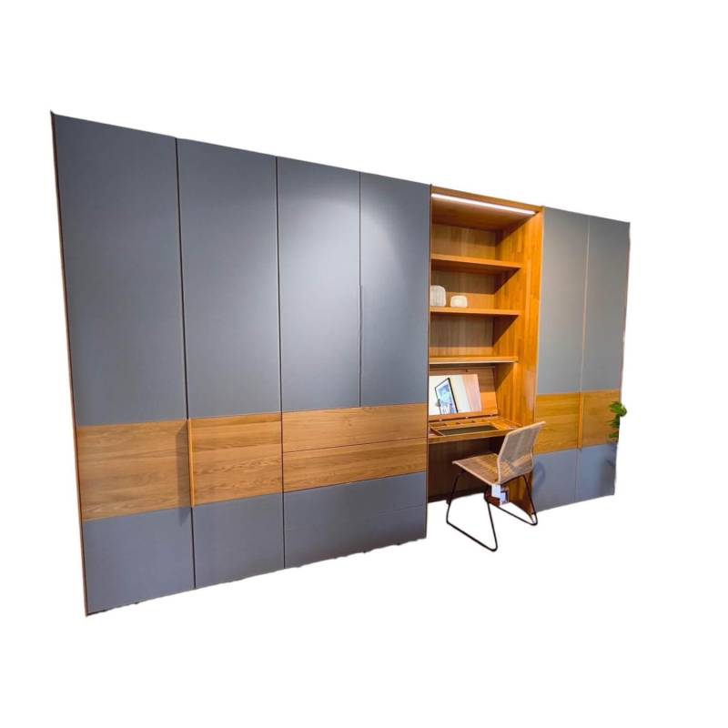 Kleiderschrank Valore Eiche Natur Geölt Front Farbglas Mittelgrau Matt Korpus Bu... von Team 7