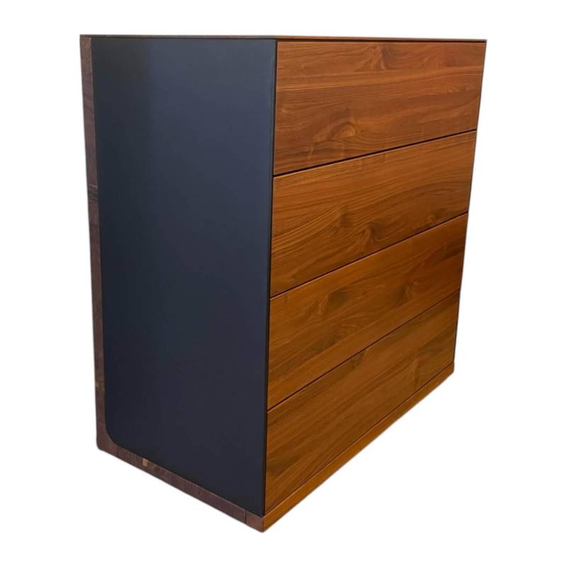 Ladenkommode Riletto Naturöl Nussbaum Lederseiten L1 Schwarz von Team 7