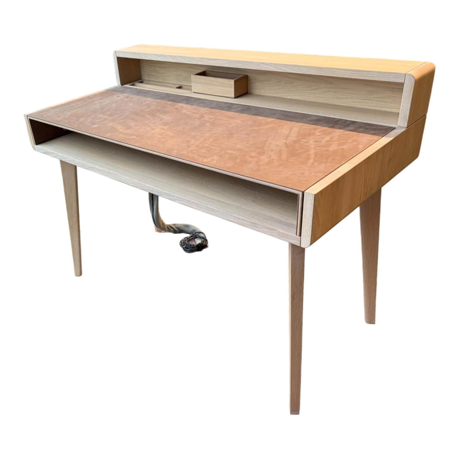 Sekretär Sol Eiche Weißöl Naturleder Taupe von Team 7