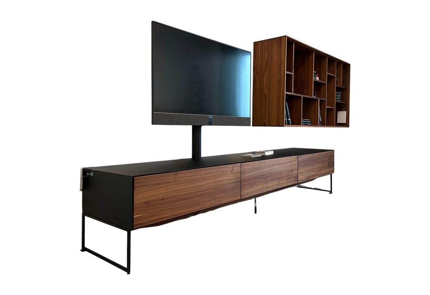 Team 7 Anbauschrank Lowboard Cubus Pure Nussbaum Glasdeckplatte Matt Gestell Schwarz Team 7 Anbauschrank Lowboard Cubus Pure Nussbaum Glasdeckplatte Matt Gestell Schwarz von Team 7