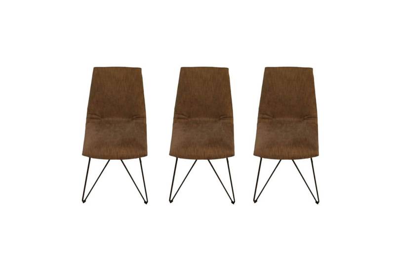 Team 7 Essgruppe 3er Set Stühle Lui Stoff Maple MA862 Grau Meliert Gestell Metall von Team 7