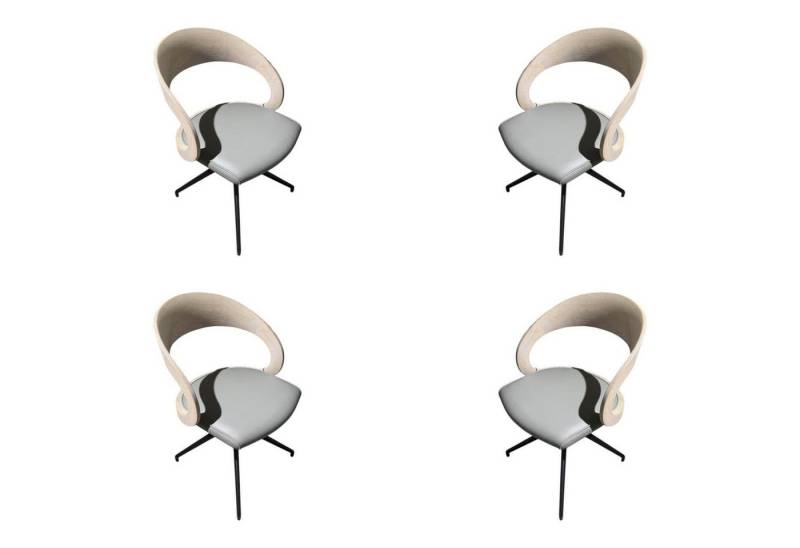 Team 7 Essgruppe 4er-Set Drehstühle Girado Leder Taupe Grau Gestell Eiche Weißöl von Team 7