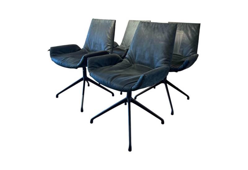 Team 7 Essgruppe 4er Set Drehstuhl Lui Plus Bezug Naturleder 77750 Black von Team 7