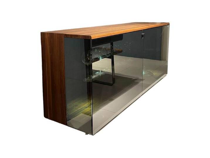 Team 7 Sideboard Sideboard Nox Nussbaum Naturöl Palladiumglas Klarglas von Team-7